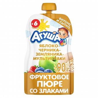 Агуша Пюре яблоко,черника,земляника,злаки 90г