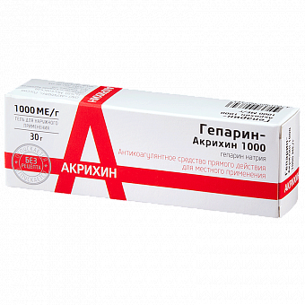 Гепарин-Акрихин гель 1000мг/г 30г 